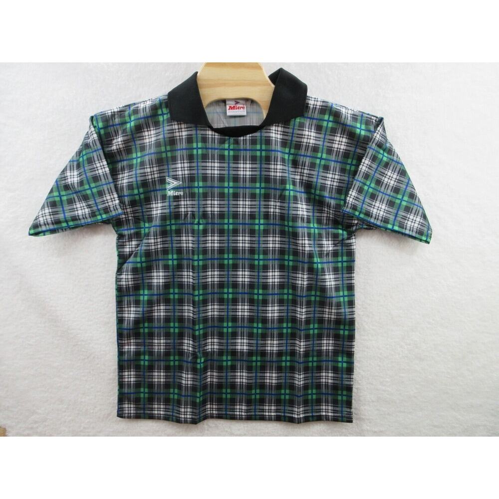 NWOT Vintage 90s MITRE Nottingham Plaid Polyester Soccer Jersey Men's Medium